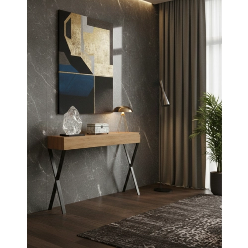 KONSOLA Z SZUFLADĄ DREWNO LITE DĄB OLCHA SKD-285